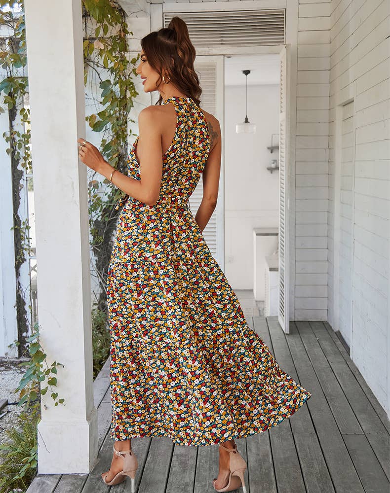 NECKLINE FLORAL HEMLINE DRESS