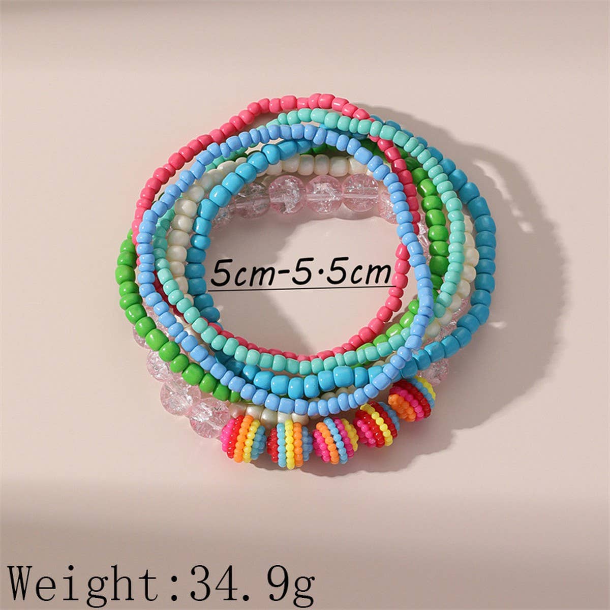 Boho Multicolor Beaded Anklet Chain Set_CWMM6363