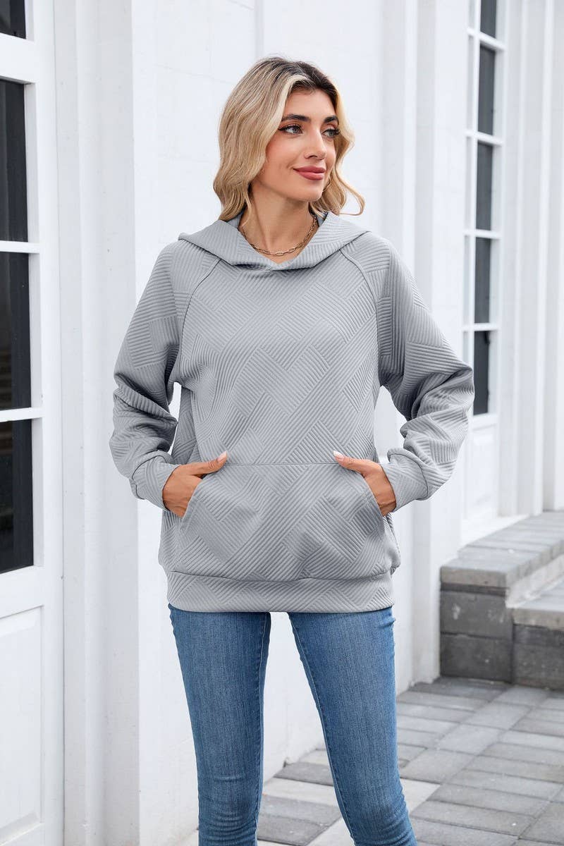 CWOHOL00661_SOLID HOODED POCKET CASUAL SWEATSHIRT