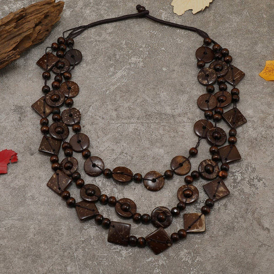 RETRO ETHNIC STYLE COCONUT SHELL VINTAGE NECKLACE_CWMM4388