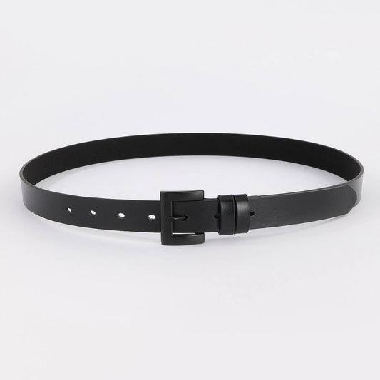 Minimalist Unisex Black Solid Zinc Alloy Belt_CWABE1238