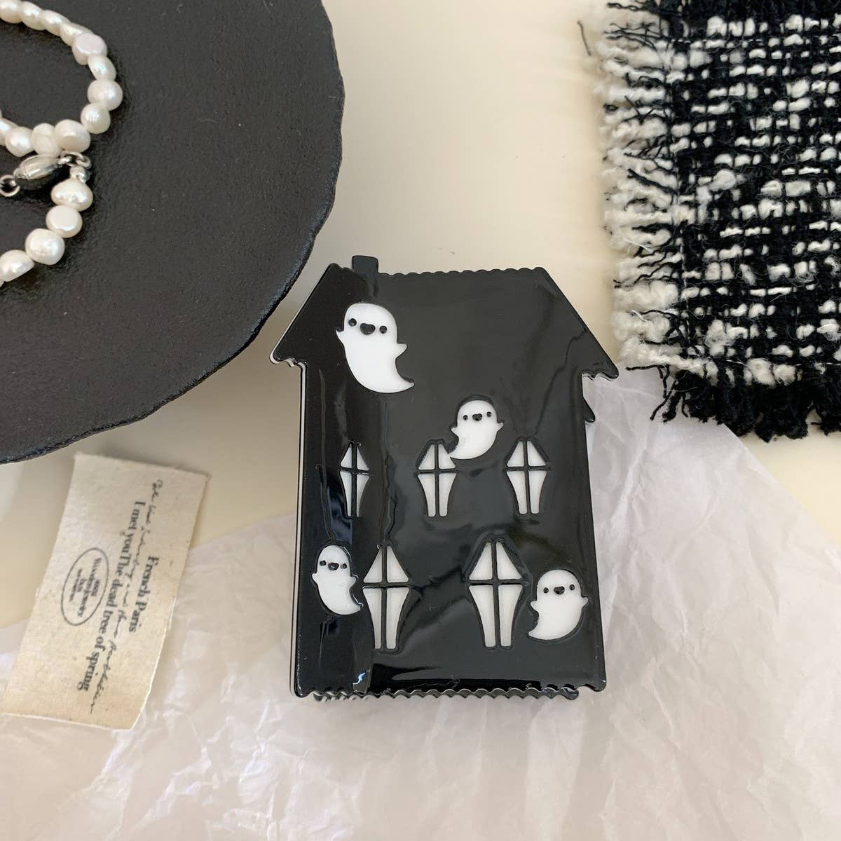 CWAHA07709_HALLOWEEN GHOST PUMPKIN CLAW HAIR CLIP