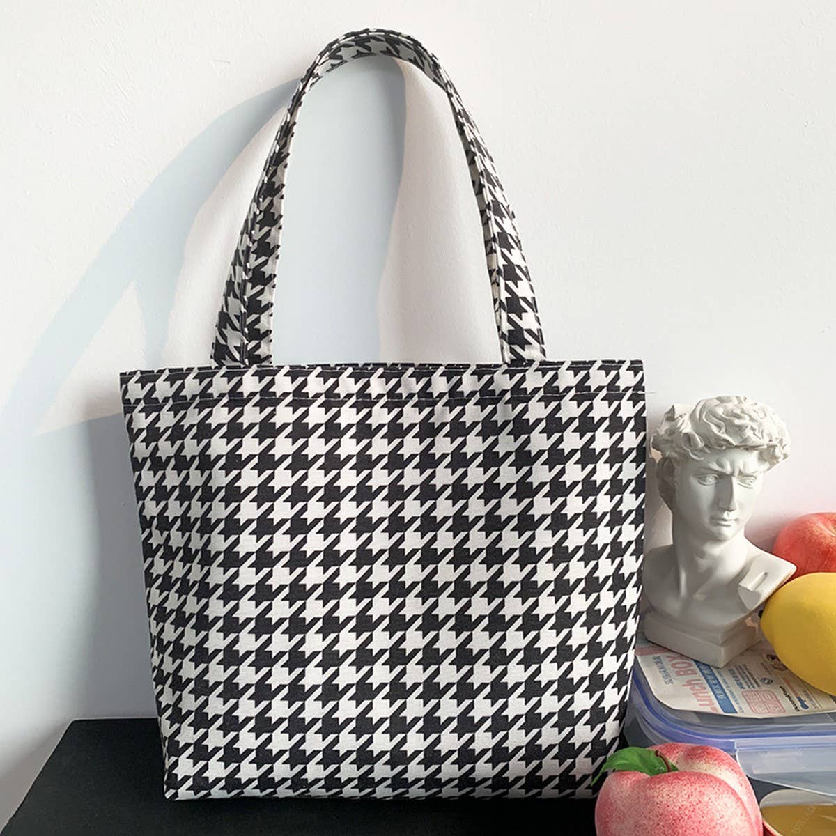 CANVAS TOTE BAGS WITH FRESH FLORAL PLAID_CWAB2047