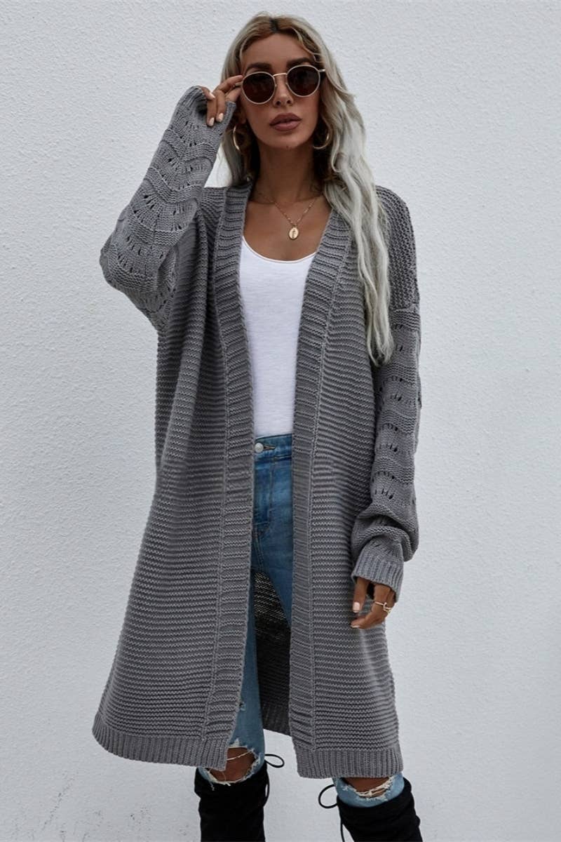 CWOCAL374 Casual Open Front Long Cardigan Sweater