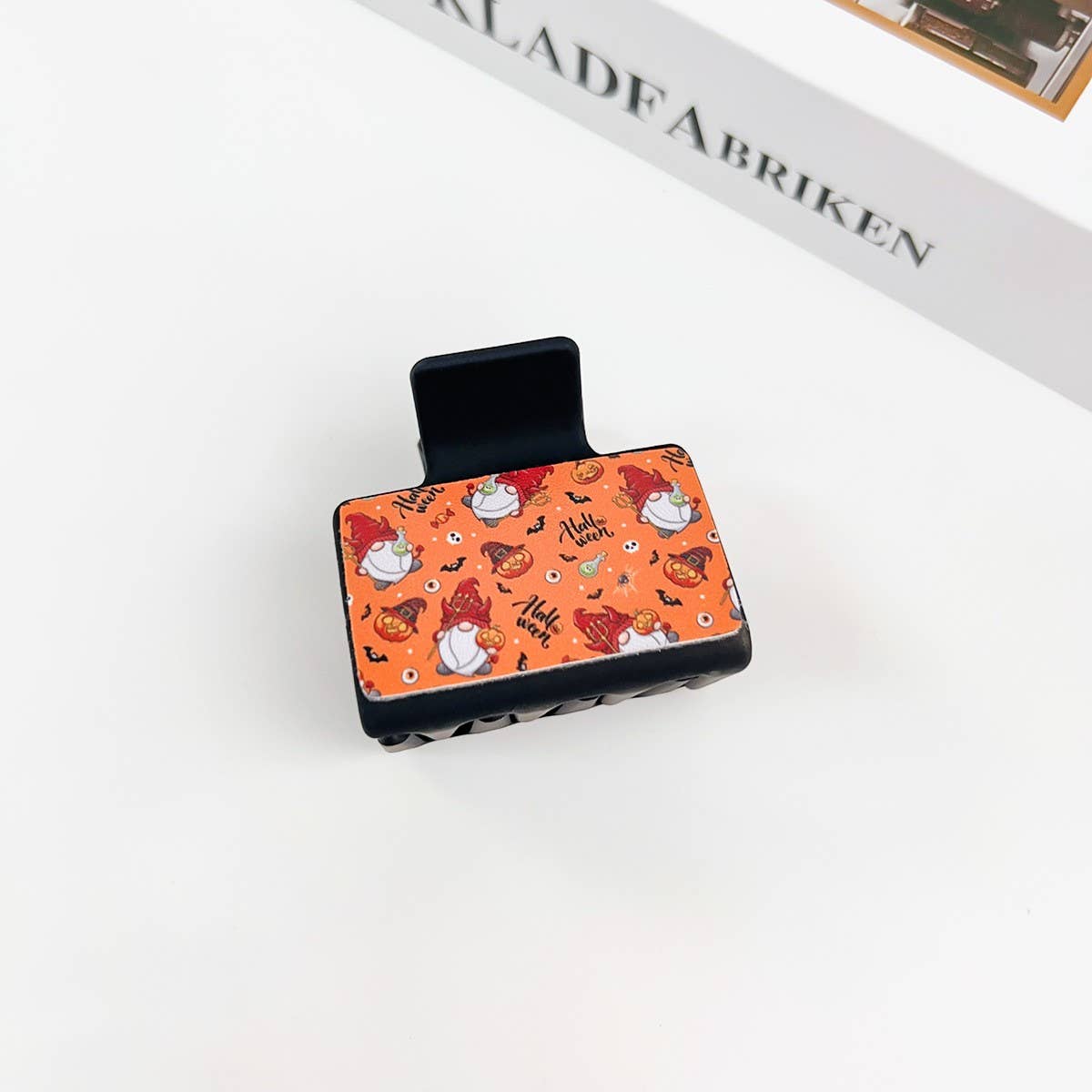 Gothic Halloween Claw Clip, Pumpkin & Ghost Design_CWAHA1443