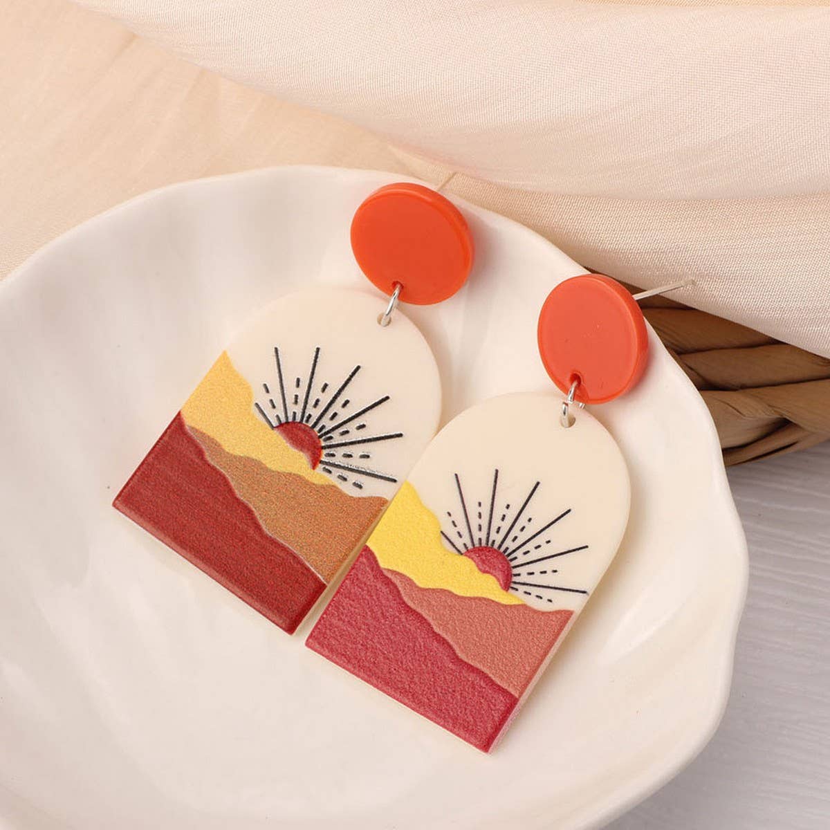 SWEET GIRL COLORFUL FLOWER ACRYLIC EARRINGS