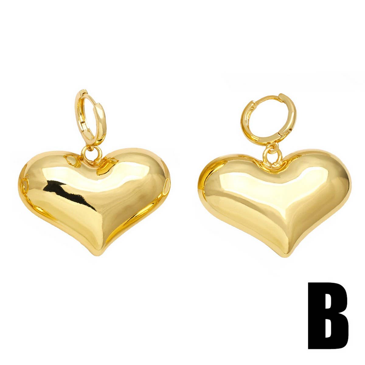 GOLD PLATED HEART-SHAPED PENDANT EARRINGS