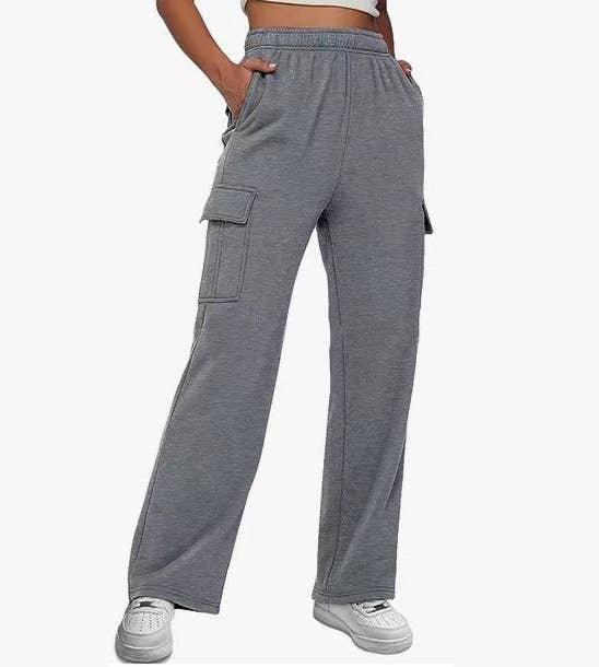 Design sense pockets straight-leg wide-leg pants