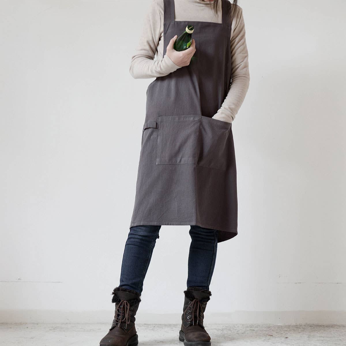 Simple gardening cotton linen with pockets vintage_CWMM3301