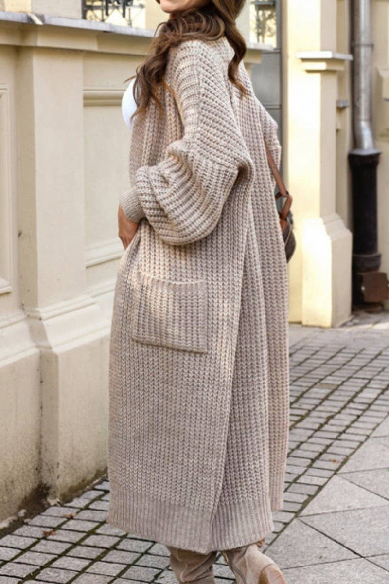 CWOCAL2365_POCKET LENGTHENED THICKENED KNITTED CARDIGAN