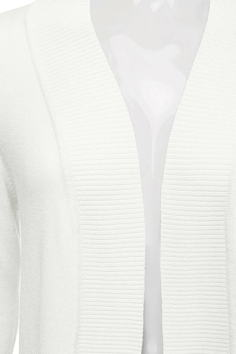 AWOCAL313_Open Front Long Sleeve Pockets Sweater Cardigan