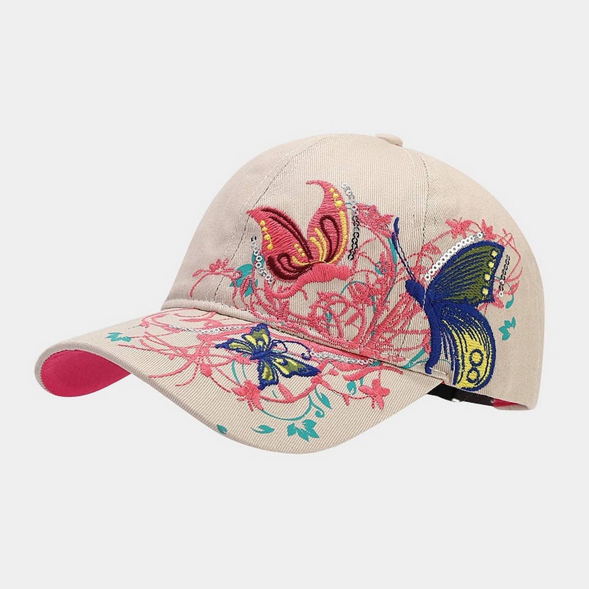 Butterfly Embroidery Baseball Cap, Women??¢s Sun Hat CWAH1648