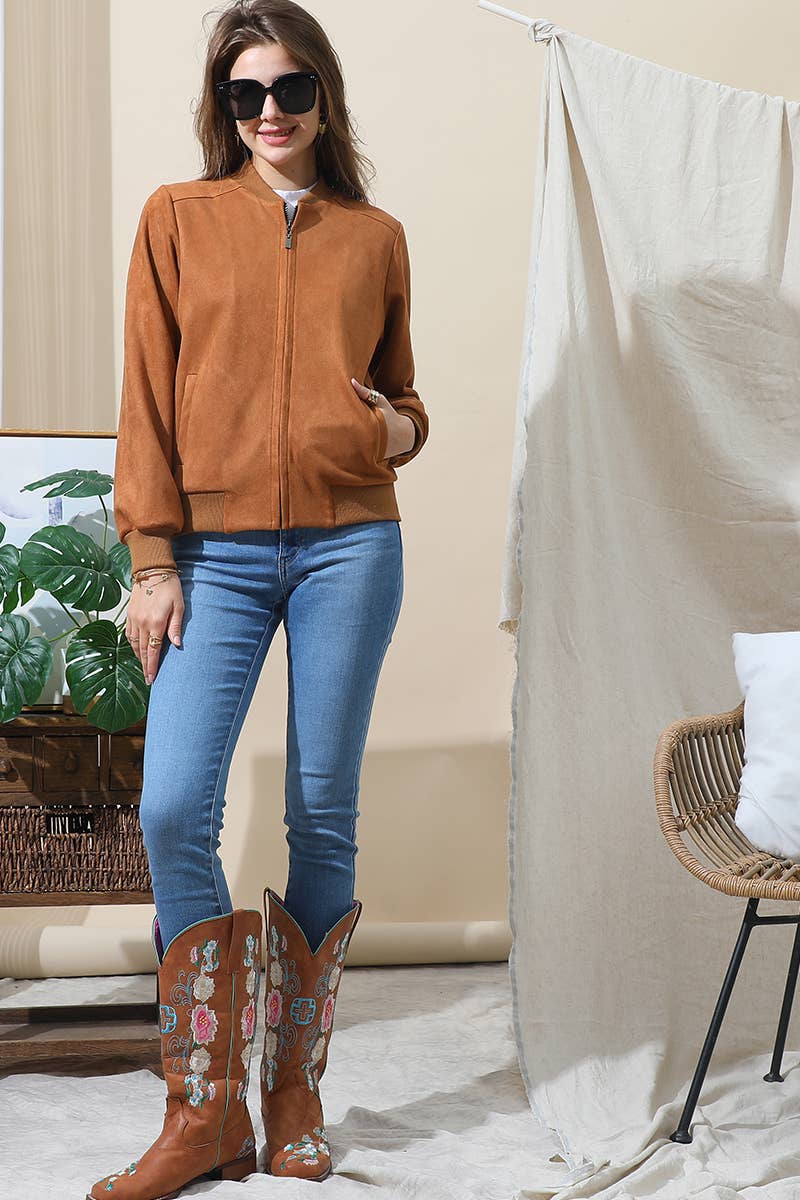 CWOJA706-P_WATERFALL FAUX SUEDE ZIP-UP WESTERN BOBMER JACKET