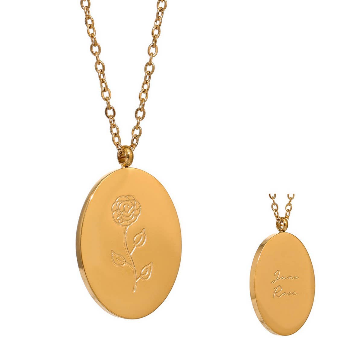 GOLD STAINLESS STEEL DECEMBER FLOWER NECKLACE