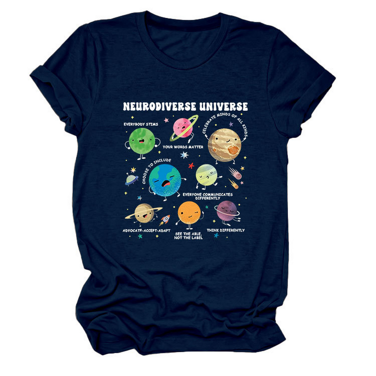 Casual Cute Tee ??Neurodiverse Universe Design_CWTTSL0513