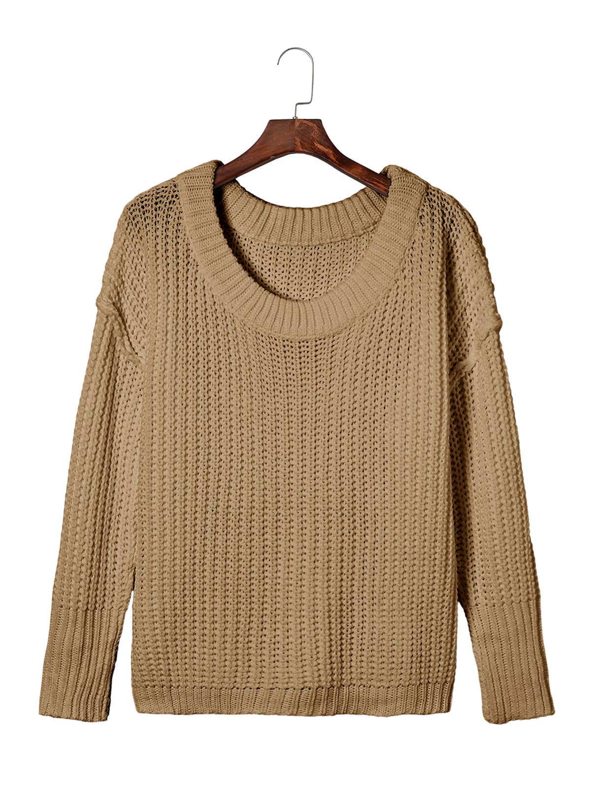 Solid color knit loose elongated sleeve turtleneck sweater