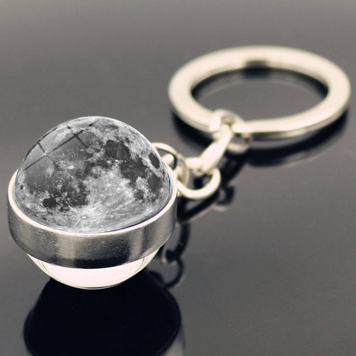 COSMIC MOON CRYSTAL GLASS BALL KEYCHAIN PENDANT