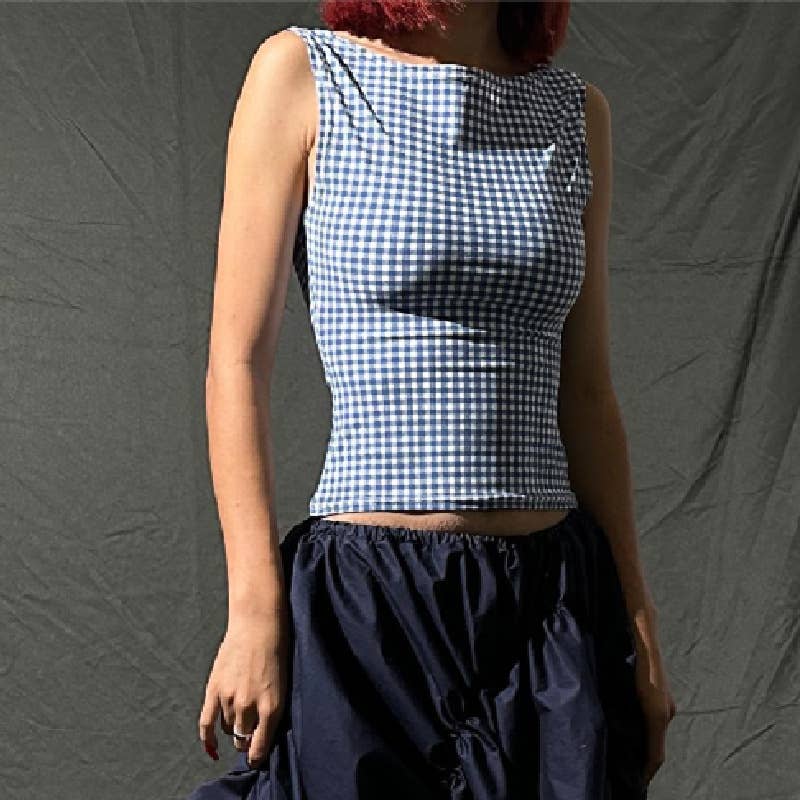 Houndstooth bow strap slim fit vest
