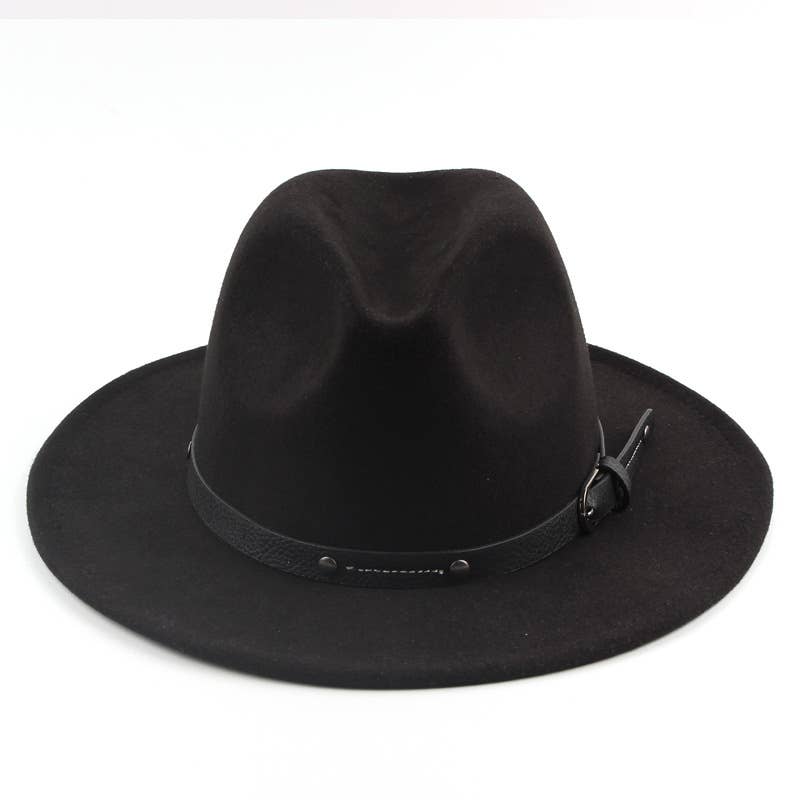 SOLID ENGLISH WOOLEN FLAT JAZZ TOP HAT