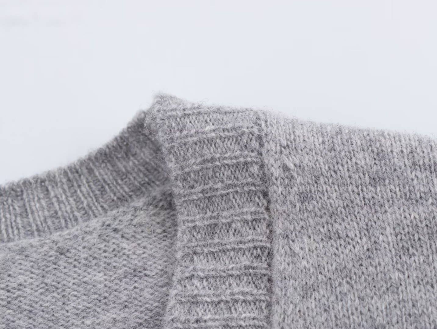 STRIPED BREASTED V-NECK KNIT CARDIGAN JACKET