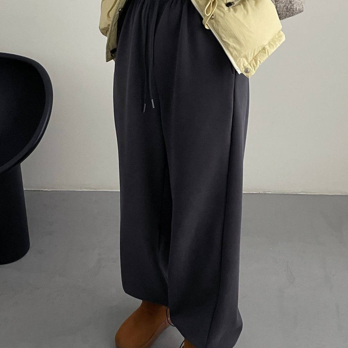 Fleece and thick warm corset wide leg sweatpants