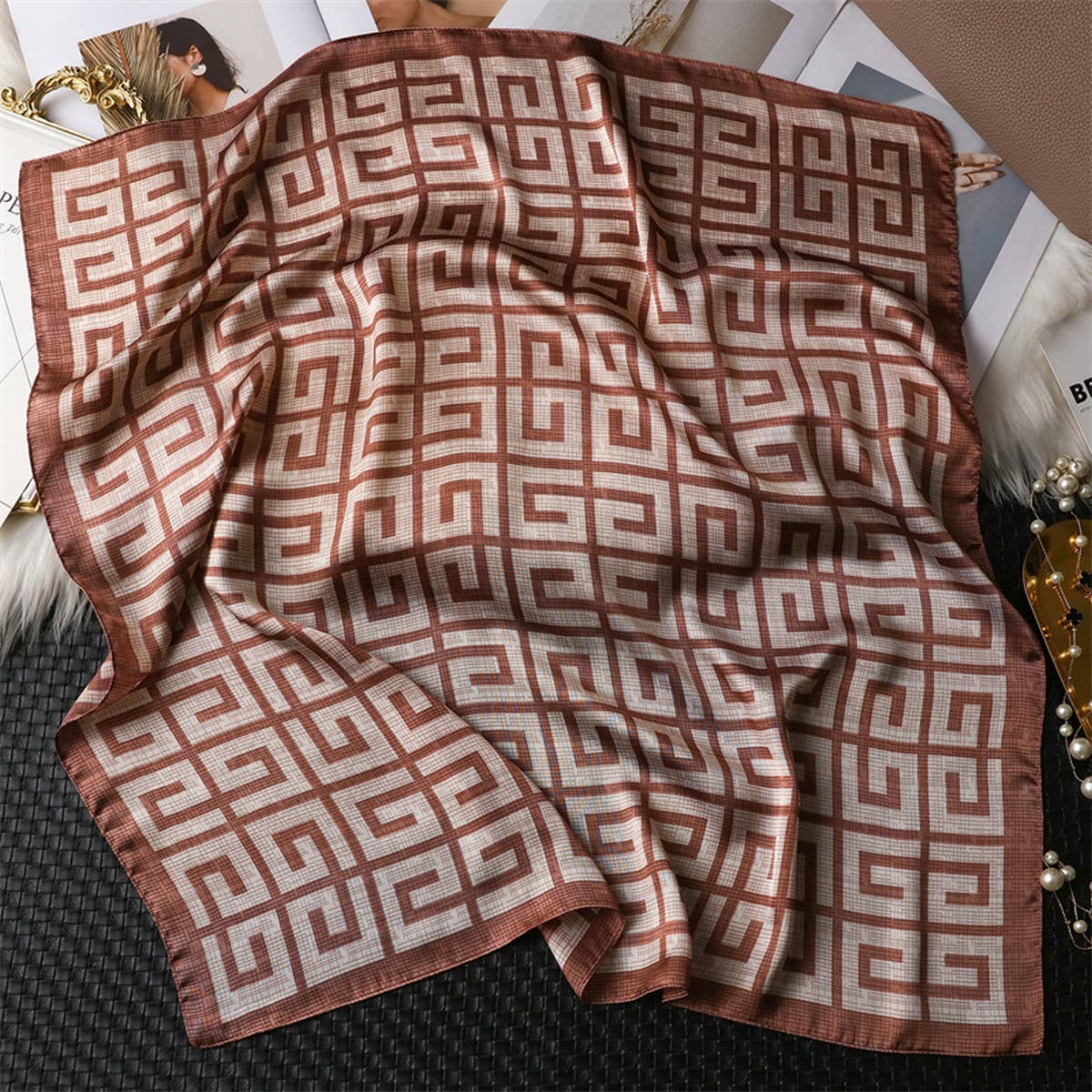 Luxury Small Silk Scarf,Versatile Shawl