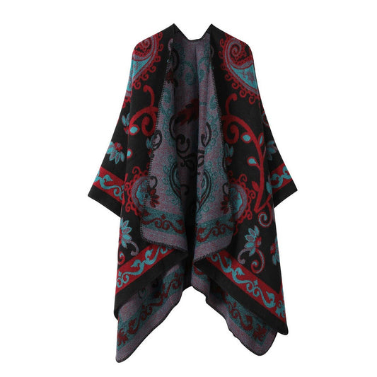 CAPE DARK DOUBLE-SIDED WARM OUTER WEAR THICK SHAWL_CWASC2121