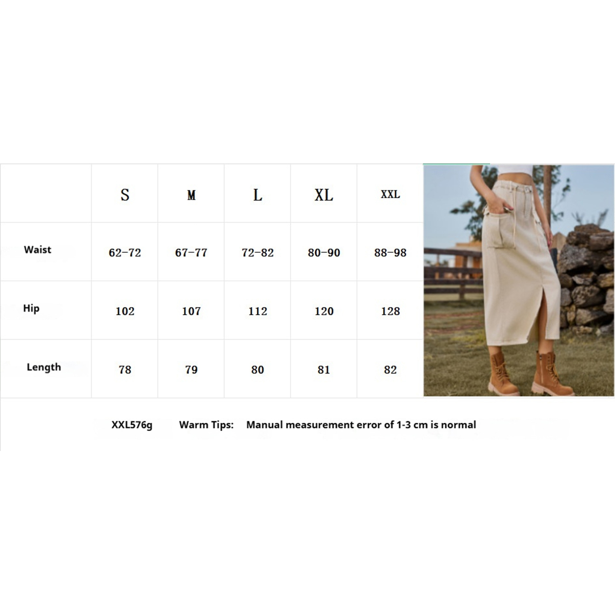 Washed Denim Cargo Skirt with Slit for Women