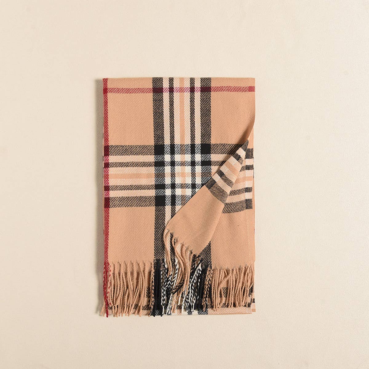Plaid Faux Cashmere Scarf - Sweet Mid-Length Wrap_CWASC0190