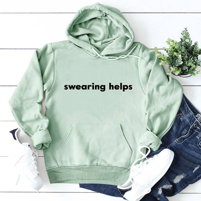Swearing helps printed thickened warm hoodie