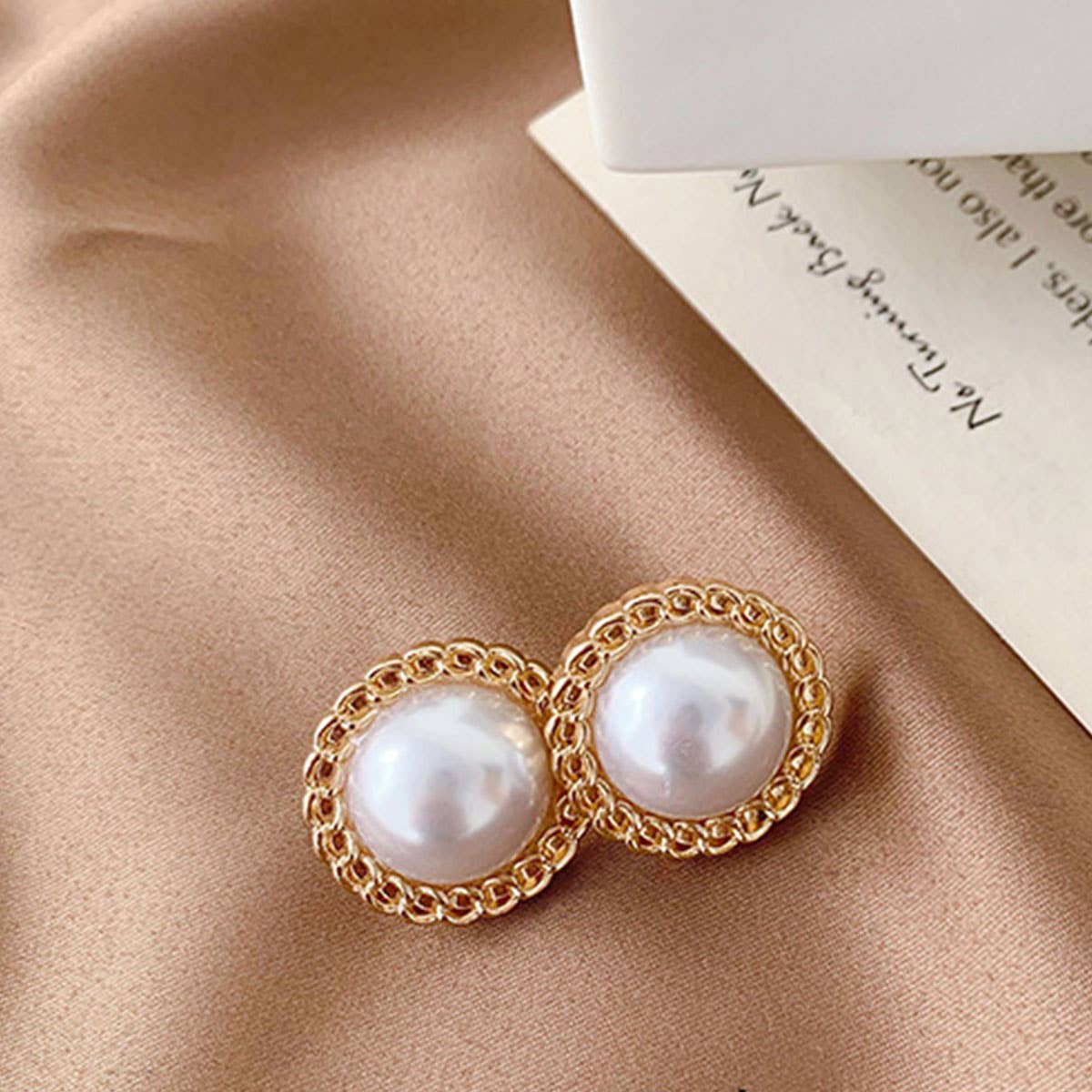 S925 Silver needle pearl stud Geometric earrings