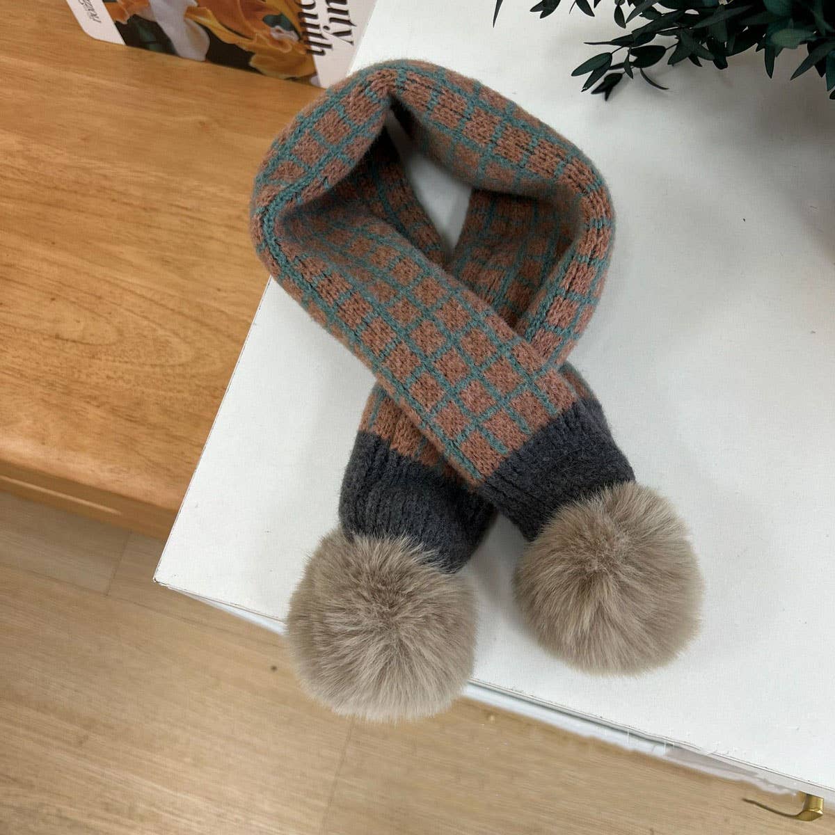 Knit Scarf,Cozy Winter Cross Neck Warmer for Kids