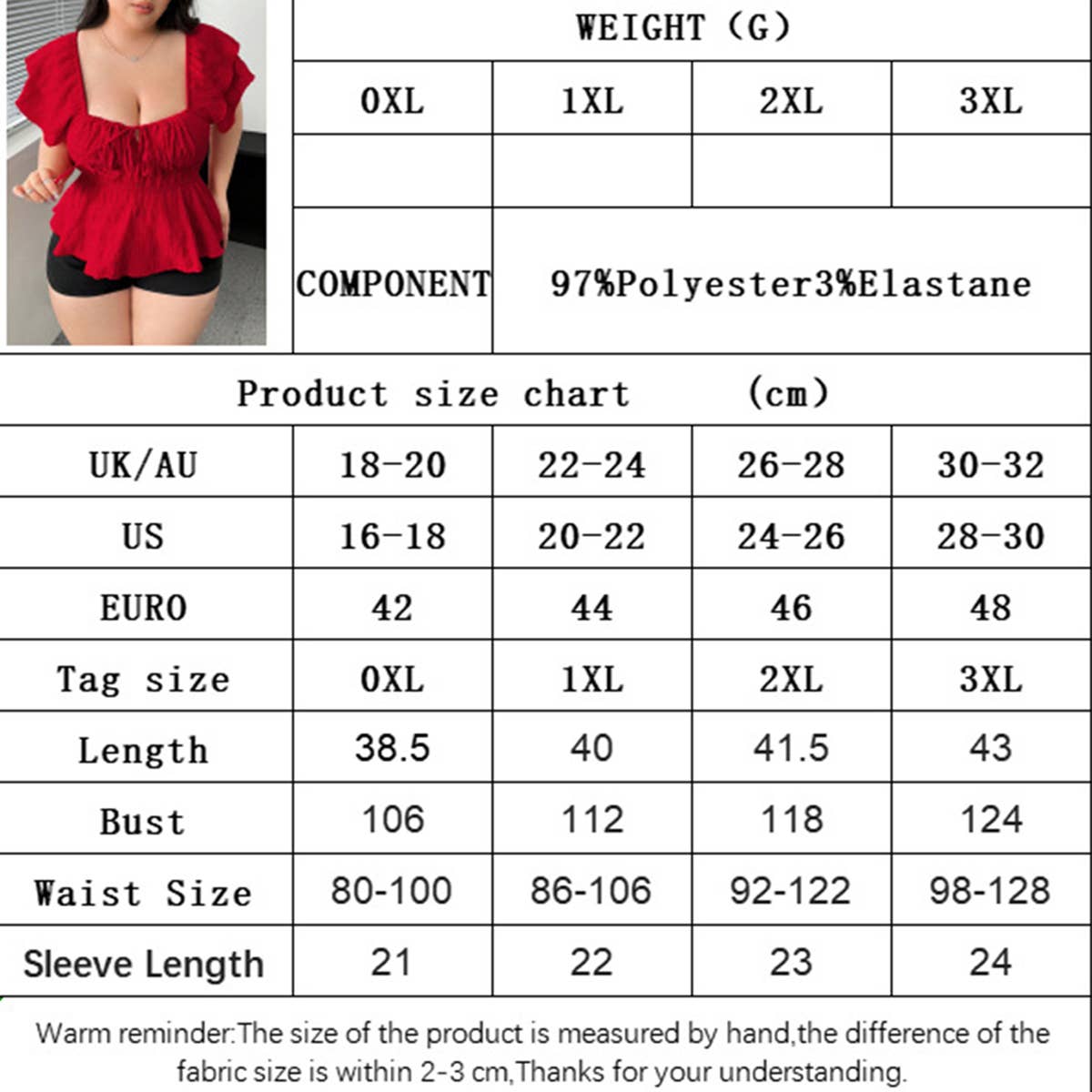 Sexy Square Neck Waist Slim Red Summer Top