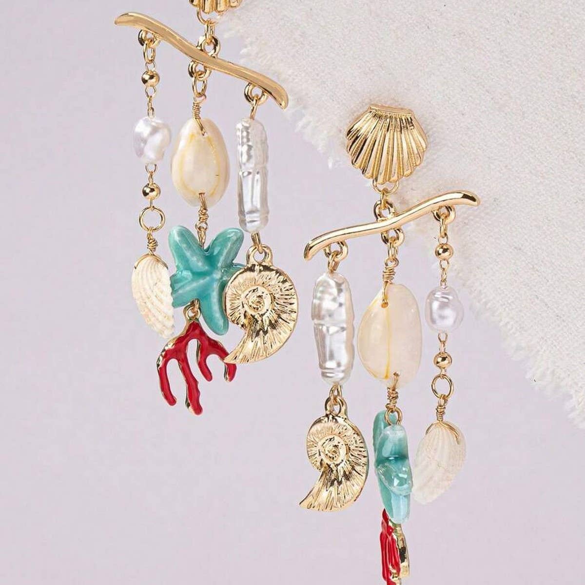 Stainless Steel Ocean Series Conch Shell Earrings_CWAJE5117