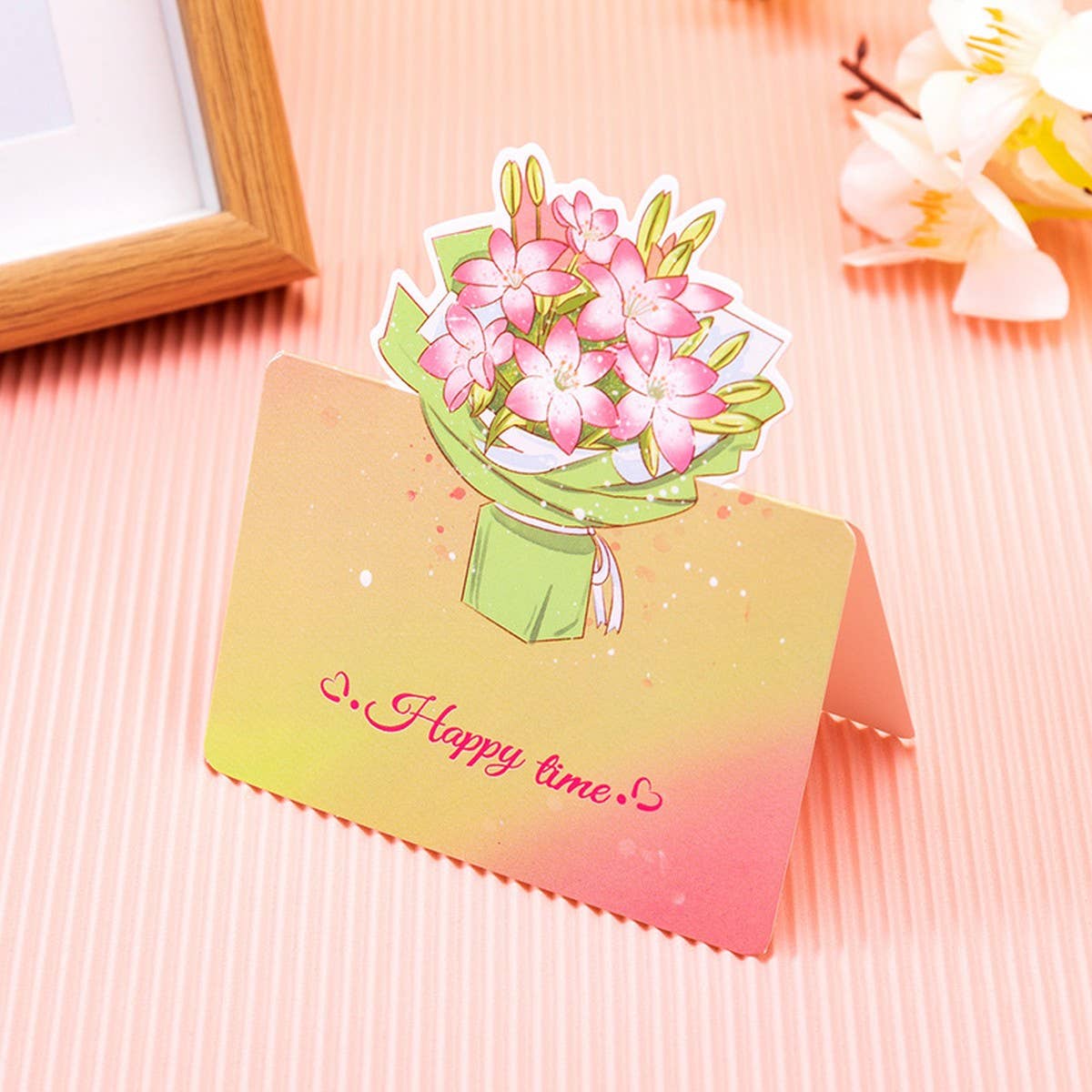 THREE-DIMENSIONAL BOUQUET FLOWER GREETING CARD
