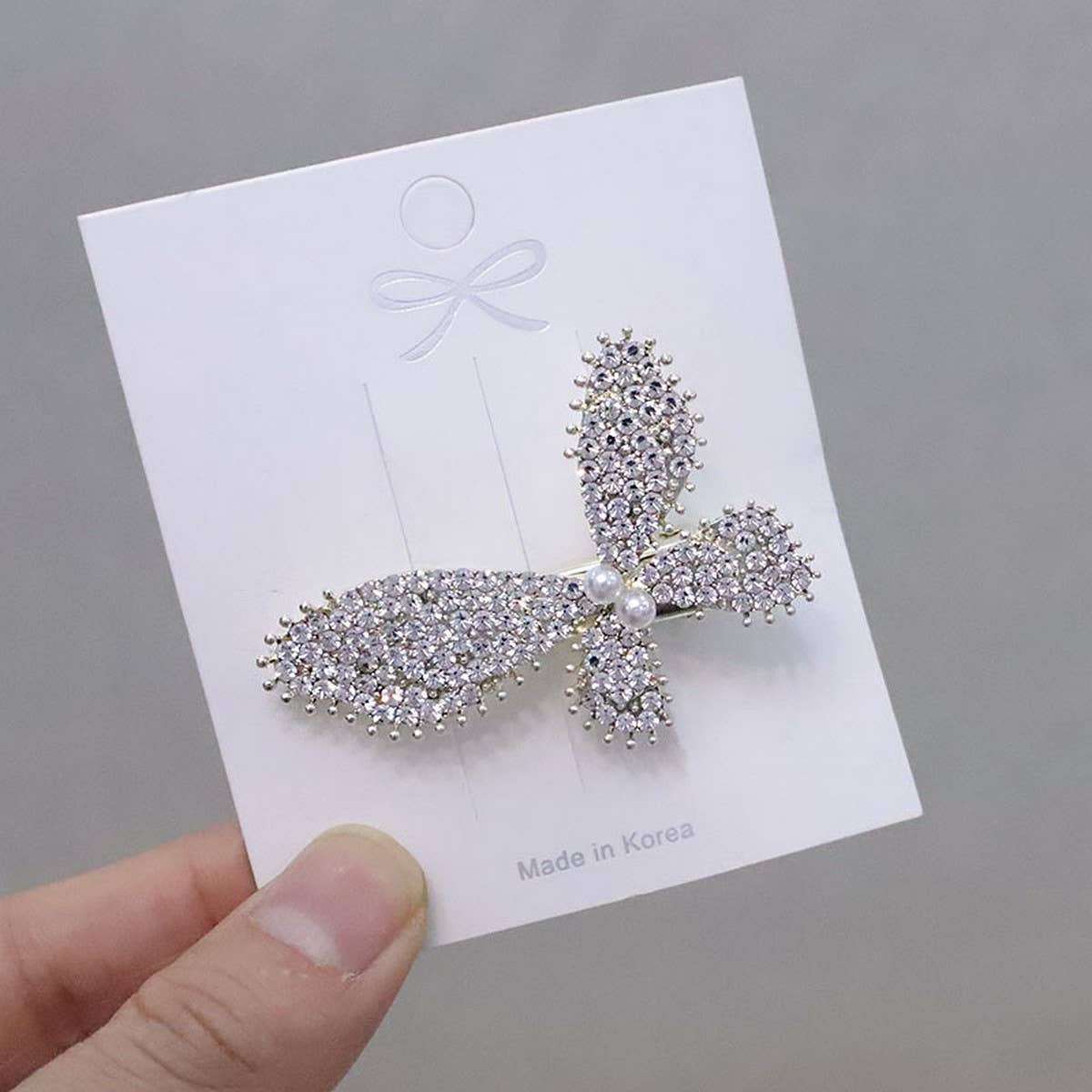 PEARL RHINESTONE BANGS CLIP BUTTERFLY HAIRPIN_CWAHA4747