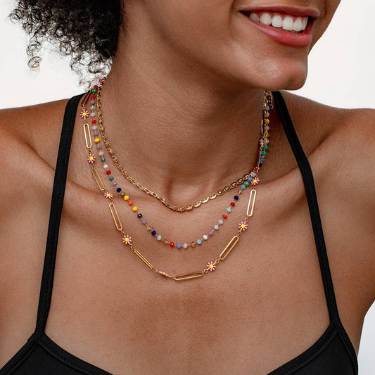 COLLARBONE METAL COLORED MULTI-LAYER NECKLACE