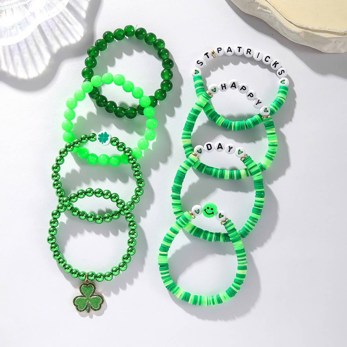 ST. PATRICK'S DAY BEADED LUCKY BRACELET SET_CWMM3503