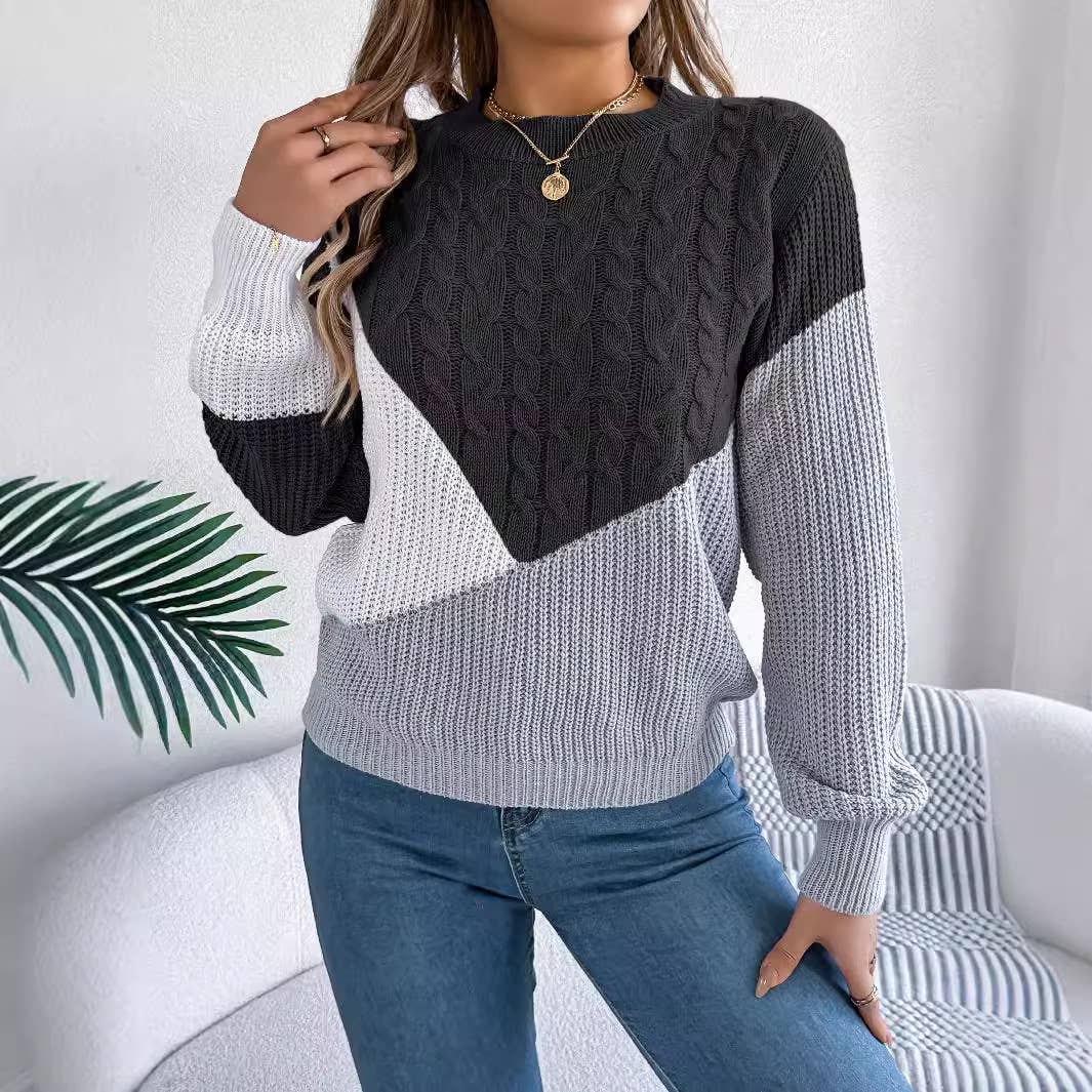 TWIST KNIT LONG-SLEEVED PULLOVER SWEATER