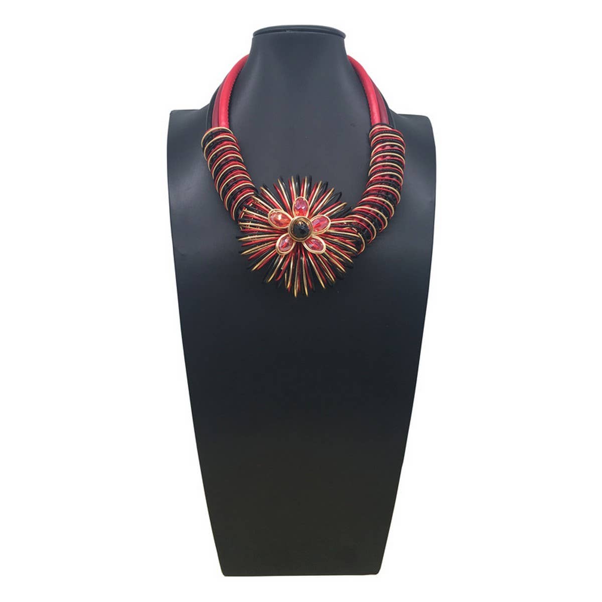 HANDMADE ALUMINUM WIRE FLOWER NECKLACE EARRING SET