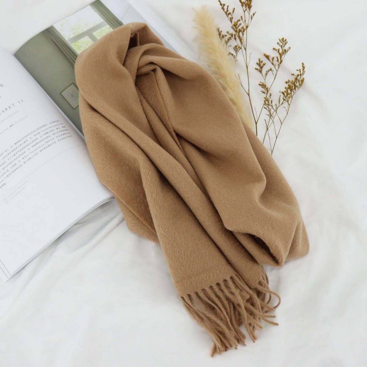 100% Wool Solid Scarf ??Elegant Unisex Spring Wrap_CWASC1093