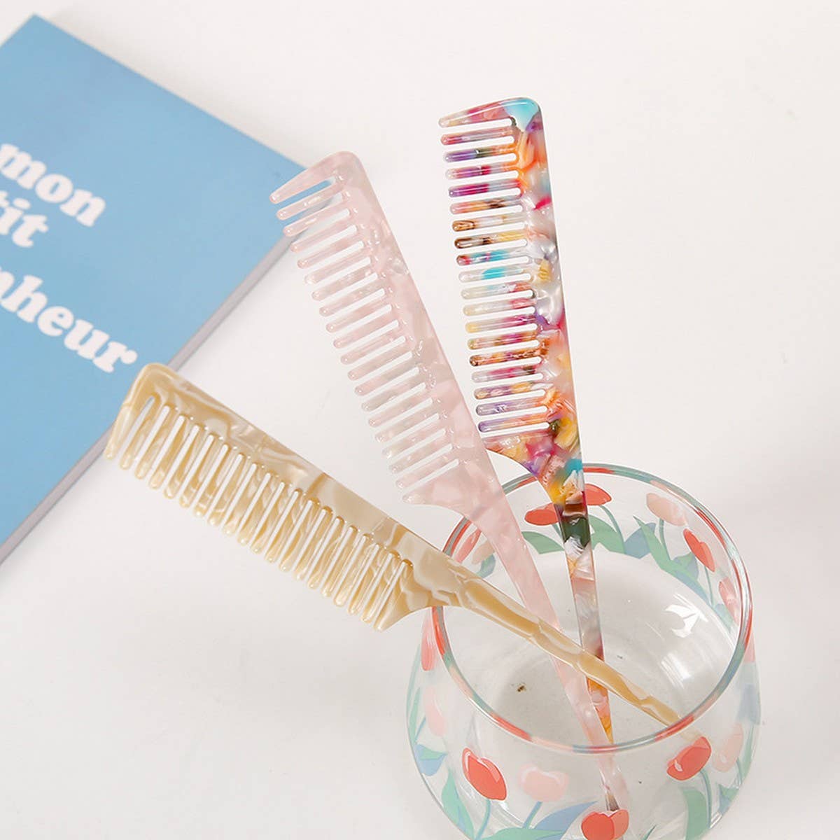 Acetate Long Handle Comb, Elegant Retro Hair Brush_CWMM6430