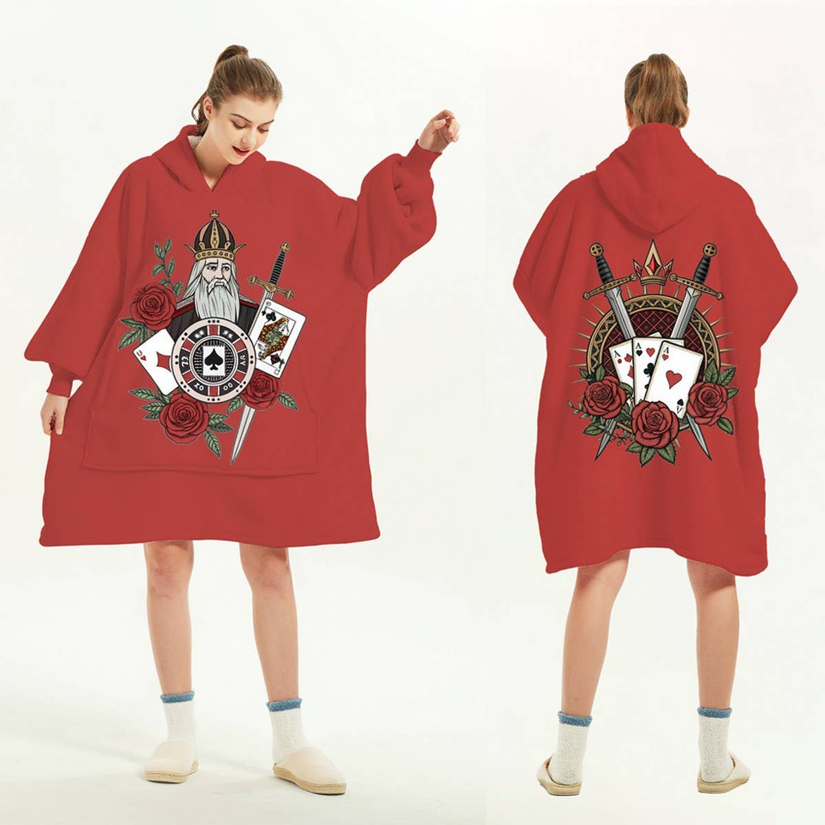 Double-Layer Sherpa Hoodie Blanket Lazy Wear