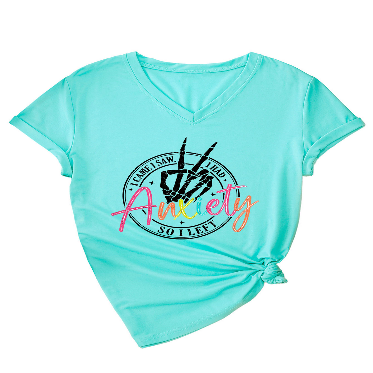 Trendy V-Neck Tee ? I Came I Saw Print