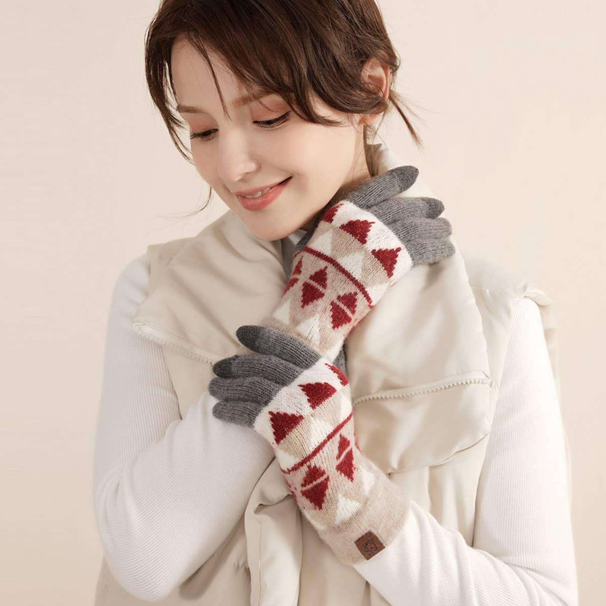 WINTER WARM KNITTED TOUCH SCREEN GLOVES FOR WOMEN_CWAG0402