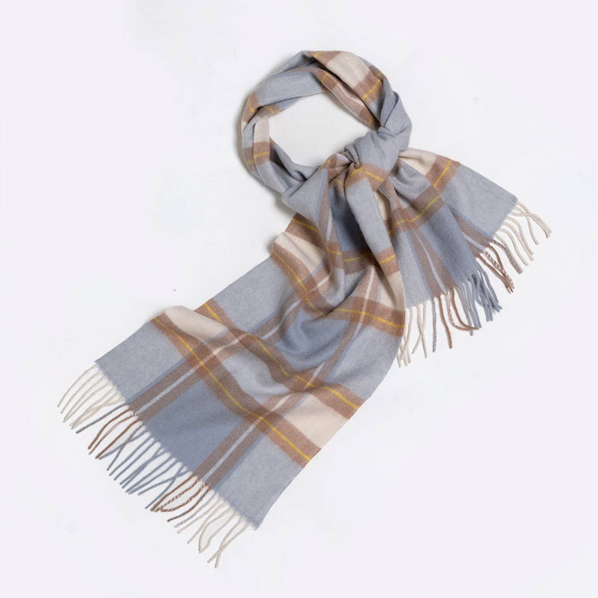 100% Wool Plaid Scarf Red Check Winter Warmth_CWASC2325