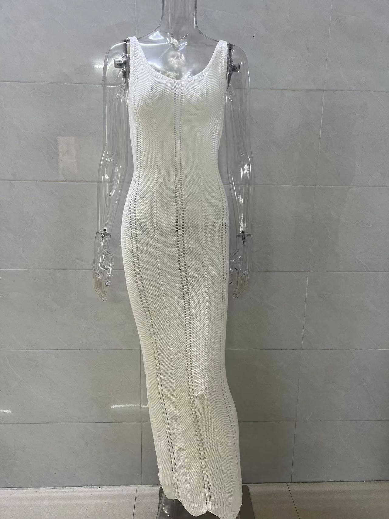 Sexy cutout backless long knitted dress