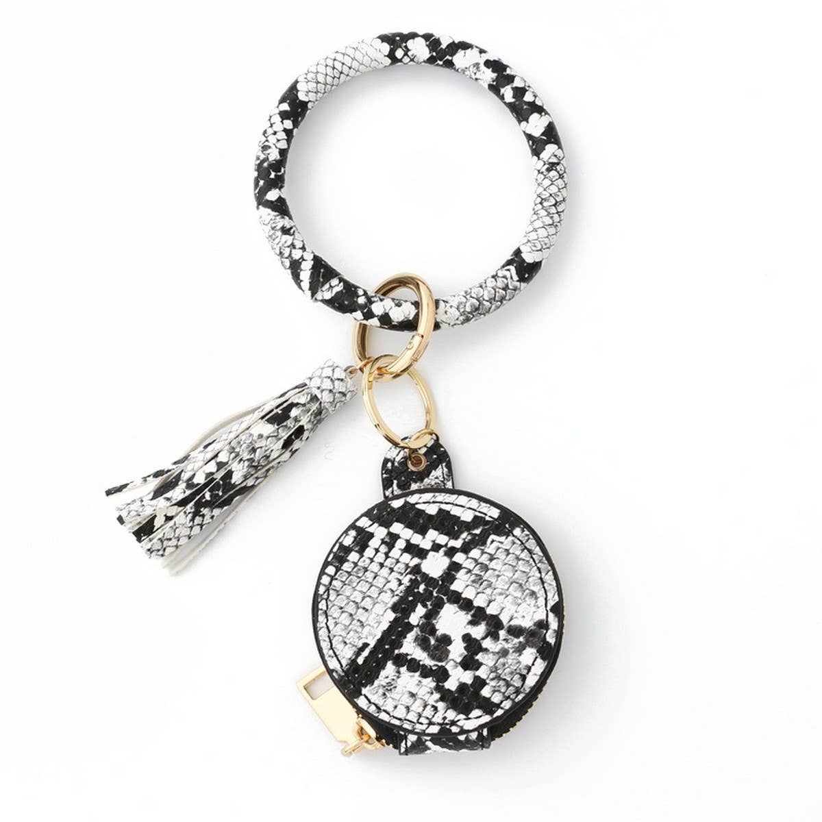 PU Leather Round Wristlet with Mirror & Pouch_CWMM7021