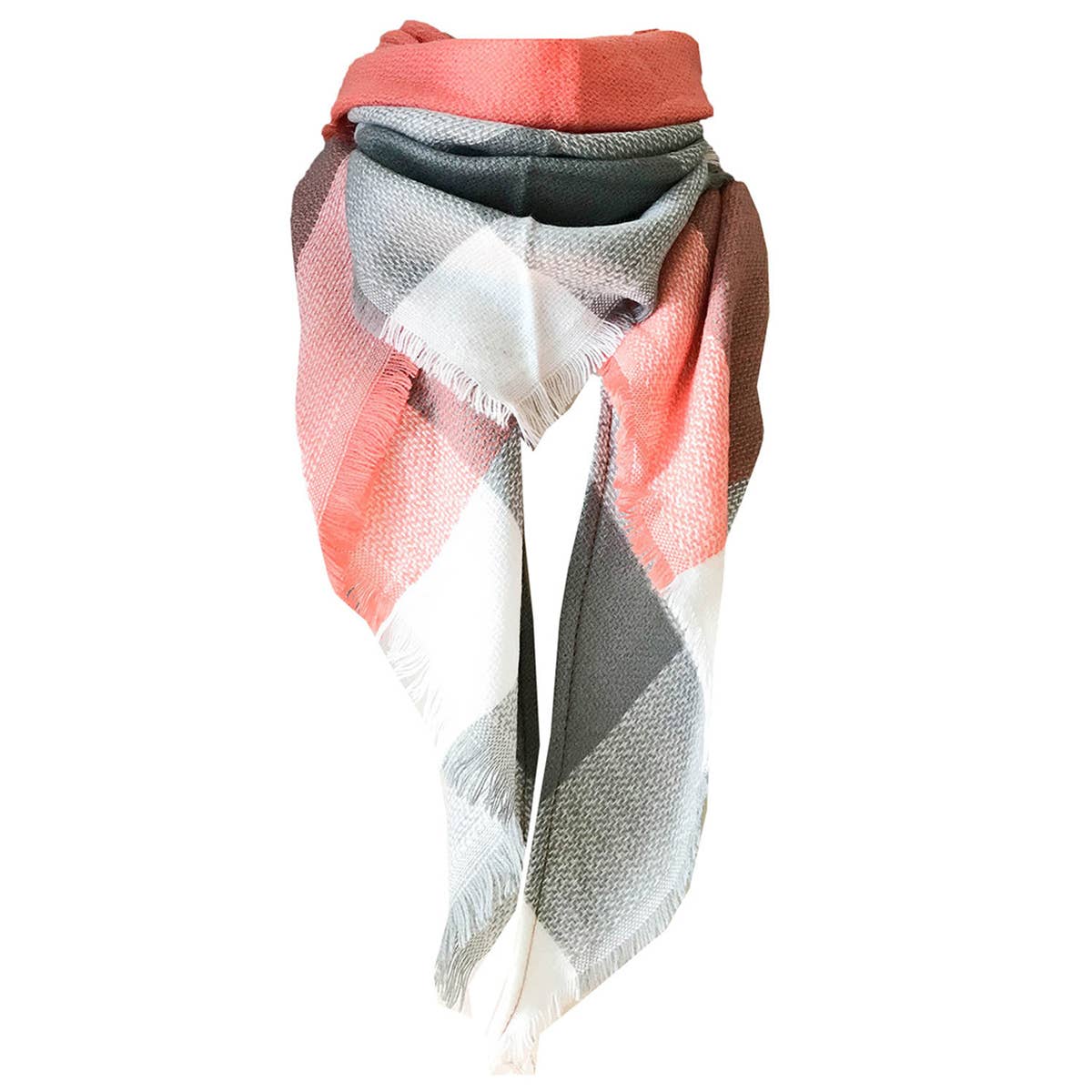 Rainbow Plaid Scarf ??Triangle Winter Shawl_CWASC0116