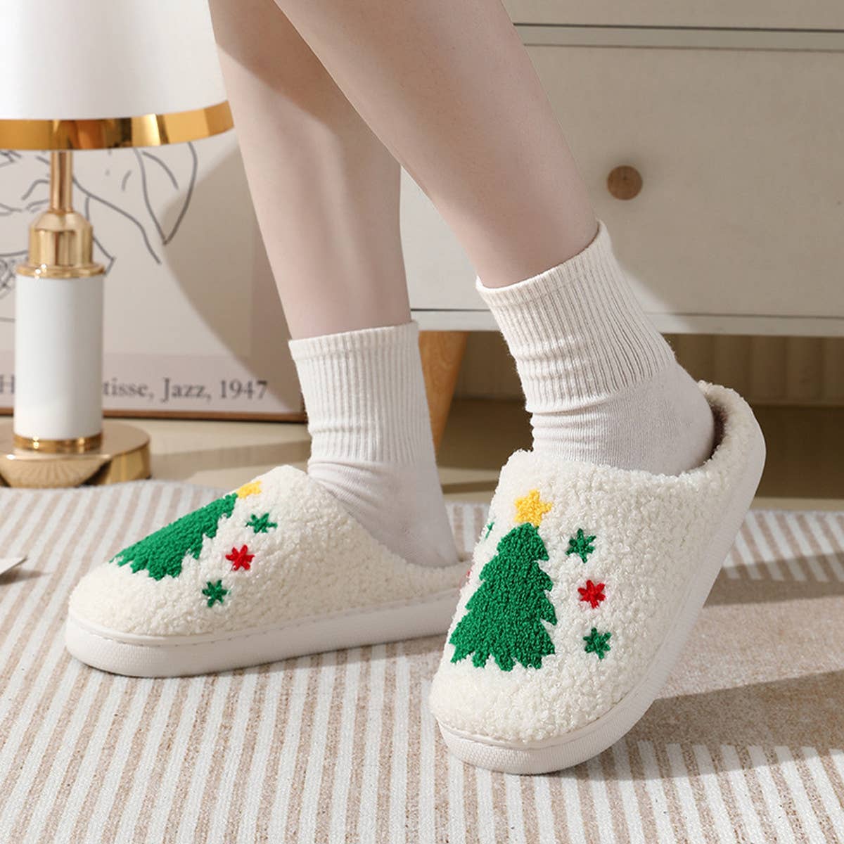 HOME CHRISTMAS TREE WARM COTTON SLIPPERS
